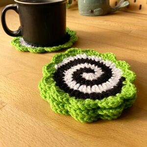 Handmade Spooky Spiral Coasters- Set of 4